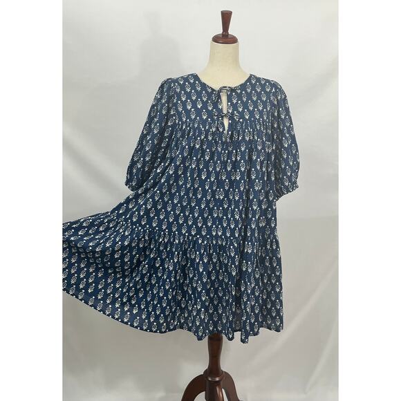 EMERSON FRY India Collection Sz M/L Marguerite Blue Isla Dress - Picture 3 of 16